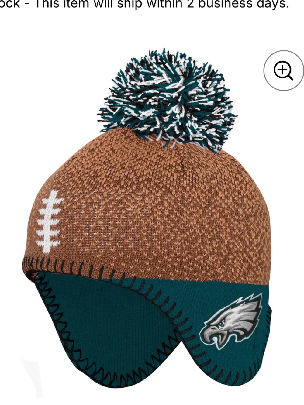 Philadelphia Eagles Outerstuff Brown Football Head Knit Hat boys